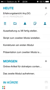 Abb. 7: Extra Menüleiste für Aufgaben.
