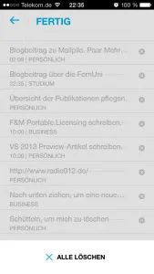 Abb. 8: Bereits Gelöschte Aufgaben.