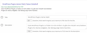 Abb. 2: Ausschnitt aus den Post-Optionen des Plugins "All In One SEO Pack".