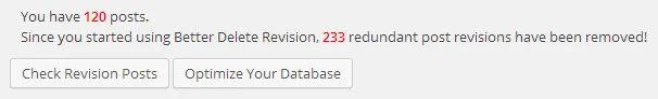 Abb. 5: Statistiken des Plugins "Better Delete Revision".