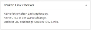 Abb. 6: Aktueller Status des Plugins "Broken Link Checker".