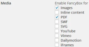 Abb. 8: Ausschnitt der Optionen von Easy FancyBox.