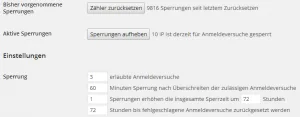 Abb. 12: Einige Statistiken und Optionen des Plugins "Limit Login Attempts".