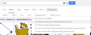 Abb. 1: Einschränkung der Lizenz mit der Google Bildersuche.