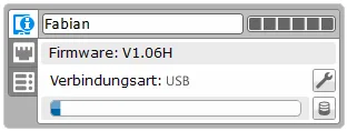 Abb. 1: Die aktive Stein-Info mit den Daten eines angeschlossenen LEGO Mindstorms EV3.